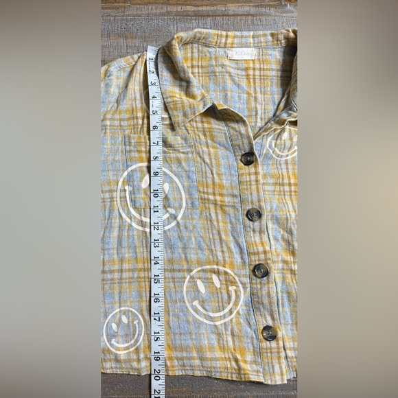 Altar'd State Yellow and Gray Plaid Button Down Shirt - Picture 6 of 7